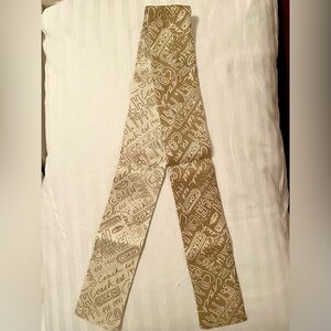 Coach Cream & Gold Graffiti Signature Print Silk Ponytail/ Handbag Scarf- NWOT